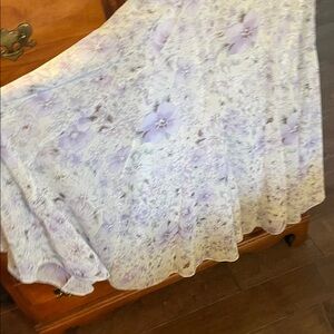 Soft Lavender & Light Yellow Floral Circle Skirt with Cream Base